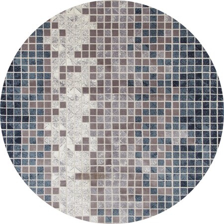 Art Carpet 8 Ft. Titanium Collection Mosaic Woven Round Area Rug, Aqua 841864116920